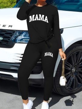 [Casual Two-Piece Set] FLS9300WM23 Women's Casual Two-Piece Set: Soft Stretch Fabric, Black Long Sleeve 