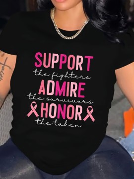 Plus Size, Plus Size Women's T-Shirt - Pink with 