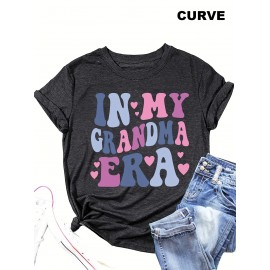 1pc Women'S Casual Crew Neck T-Shirt with Geometric Pattern, Rayon/Viscose Blend, Slight Stretch, All-Season Knit Fabric, 