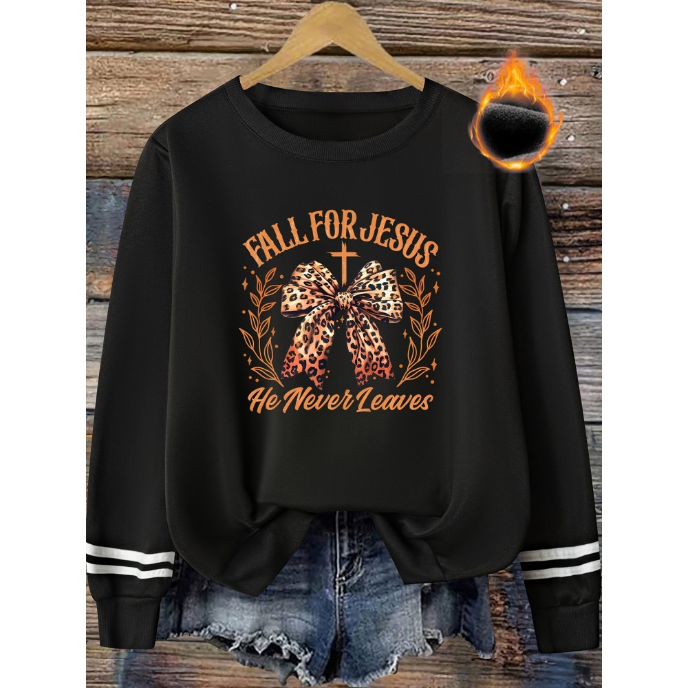 Plus Size, Women's Plus Size Long Sleeve Sweatshirt - Religious Christmas Graphic 