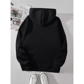 Calvin s Plus Size Oversized Hooded Sweatshirt - Light Grey with Black Letter 'C' & Golden Stripes Print, Cozy Fleece Pullover with Pockets, Women's Autumn Winter Casual Clothing, Autumn Winter Apparel, Comfortable Sweatshirt