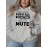 [Plus Size Sweatshirt] Plus Size Women's Casual Sweatshirt | Autumn and Winter Long-Sleeved Pullover with Pockets | Mute S Printed Round Neck