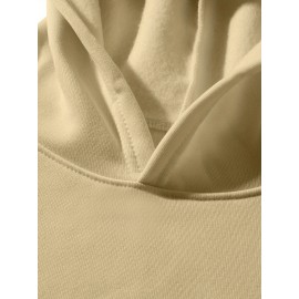 Calvin s Plus Size Oversized Hooded Sweatshirt - Light Grey with Black Letter 'C' & Golden Stripes Print, Cozy Fleece Pullover with Pockets, Women's Autumn Winter Casual Clothing, Autumn Winter Apparel, Comfortable Sweatshirt