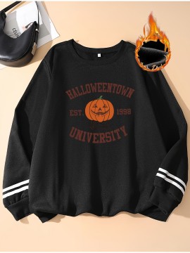 Plus Size - Halloween 2024 Women'S Plus Size Long Sleeve Crewneck Sweatshirt - 