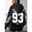 [Plus Size Hoodie] Soft Women's Plus Size Oversized Hoodie with New Jersey 93 Graphic Print | Machine Washable, Comfortable Clothing, Durable Fabric, Streetwear Fashion, Relaxed Fit, Breathable Material, Unisex Style, Black with White Lettering