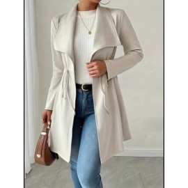 Women'S Stylish Beige Faux Fur Jacket with Long Sleeves - Casual, Elegant, and Versatile for Spring and Fall, Casual Outerwear | Elegant Casualwear | Faux Fur Jacket