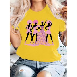 Plus Size, Women's Breast Cancer Awareness T-Shirt with Pink Ribbon & Survivor Silhouettes - Plus Size 0-5XL Oversized Short Sleeve, Soft Polyester, Round Neck Casual Comfort Fit, Year-Round Wear, Ideal Gift for Cancer Support (Vibrant Orange)