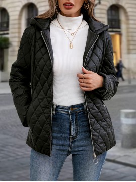 Women's Elegant Lightweight Jacket - Navy Blue Non-Stretch Coat, Machine Washable Outerwear for Office, Formal Events & Everyday Chic - Spring/Fall Transitional Clothing, Office Wear, Sophisticated Style, Structured Fit, Stylish Coat, Stylish Wardrobe